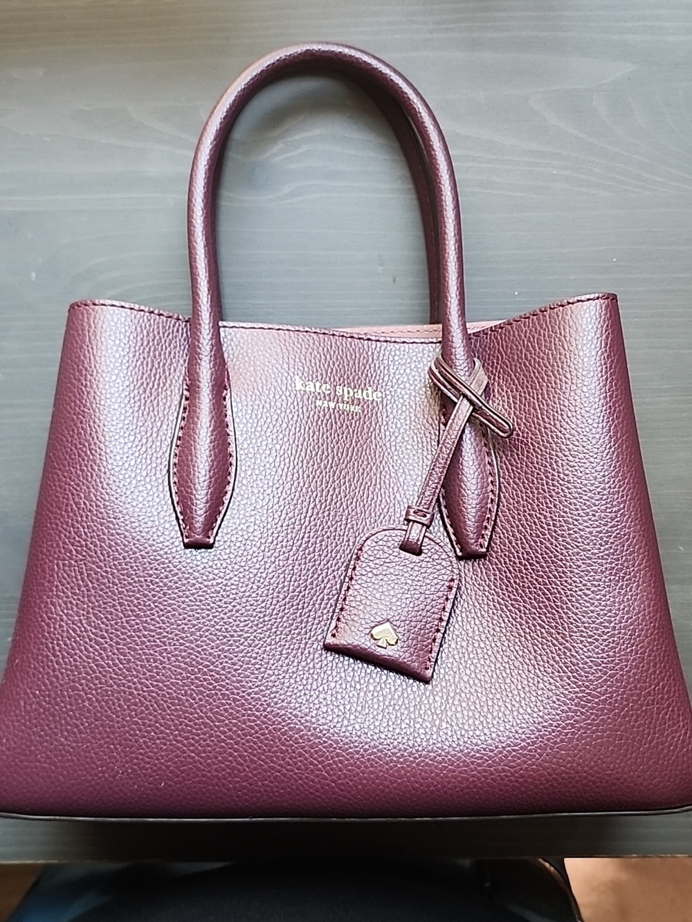 kate spade Plum Pebbled Leather Tote in Wine